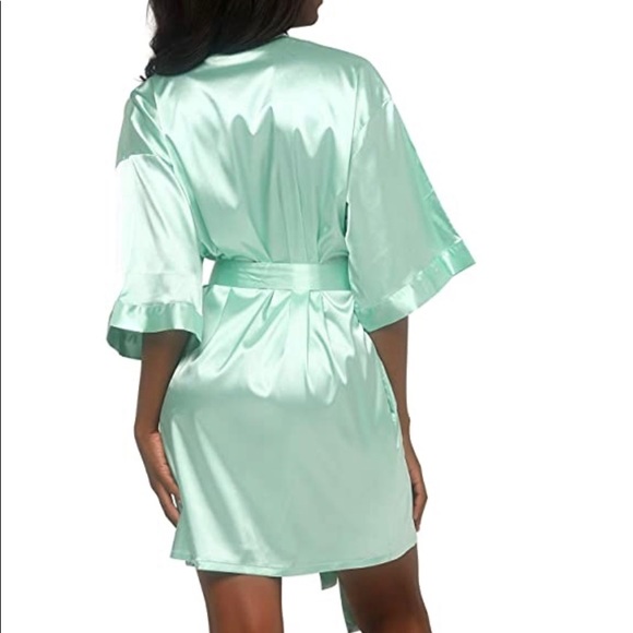 Set of 2 !! Teal / Mint Satin Wedding Robes !! - Picture 2 of 6